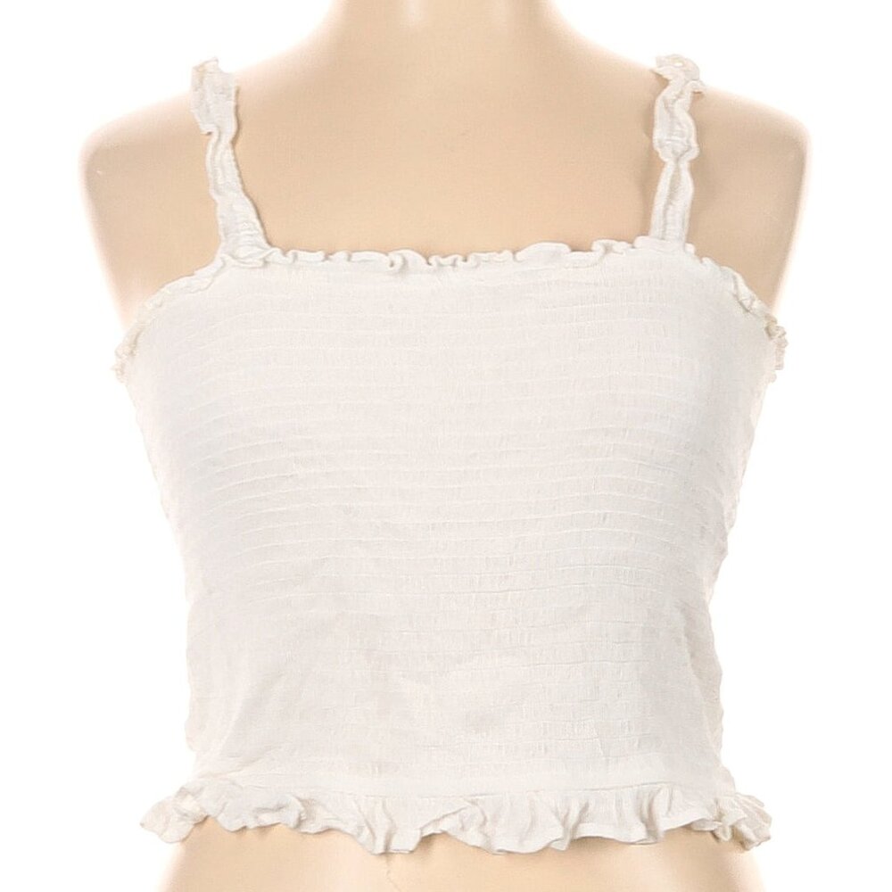Express (Stretchy) Frilly Ivory Boho Style Tank Top Size XL